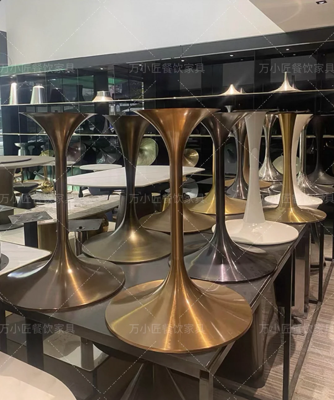 Stainless Steel Negotiation Table Legs Small Waist Table Feet Round Table Light Luxury Horn Base Rock Slab Tulip Edge Few Bracke