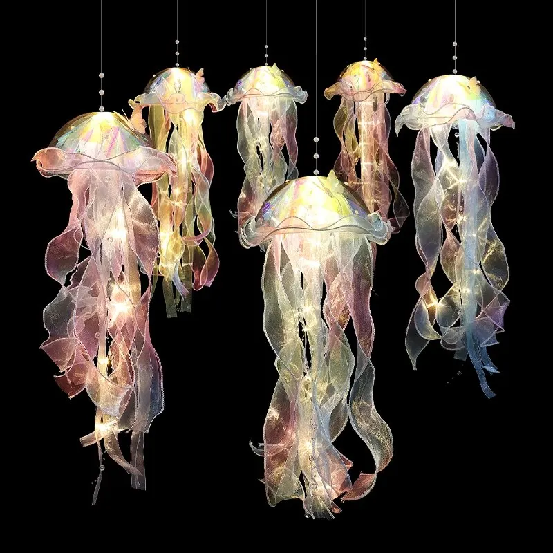 1PC New Gradient Jellyfish Light Decoration LED Light Festival Pendant Courtyard Lighting Handmade Light Small Night Light