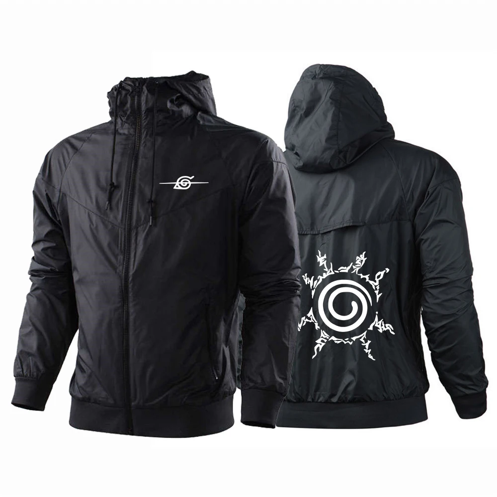 2026 Naruto Anime Printing Spring And Autumn Men's New Five-Color Windbreaker Hooded Color Matching Designe Fashion Tops