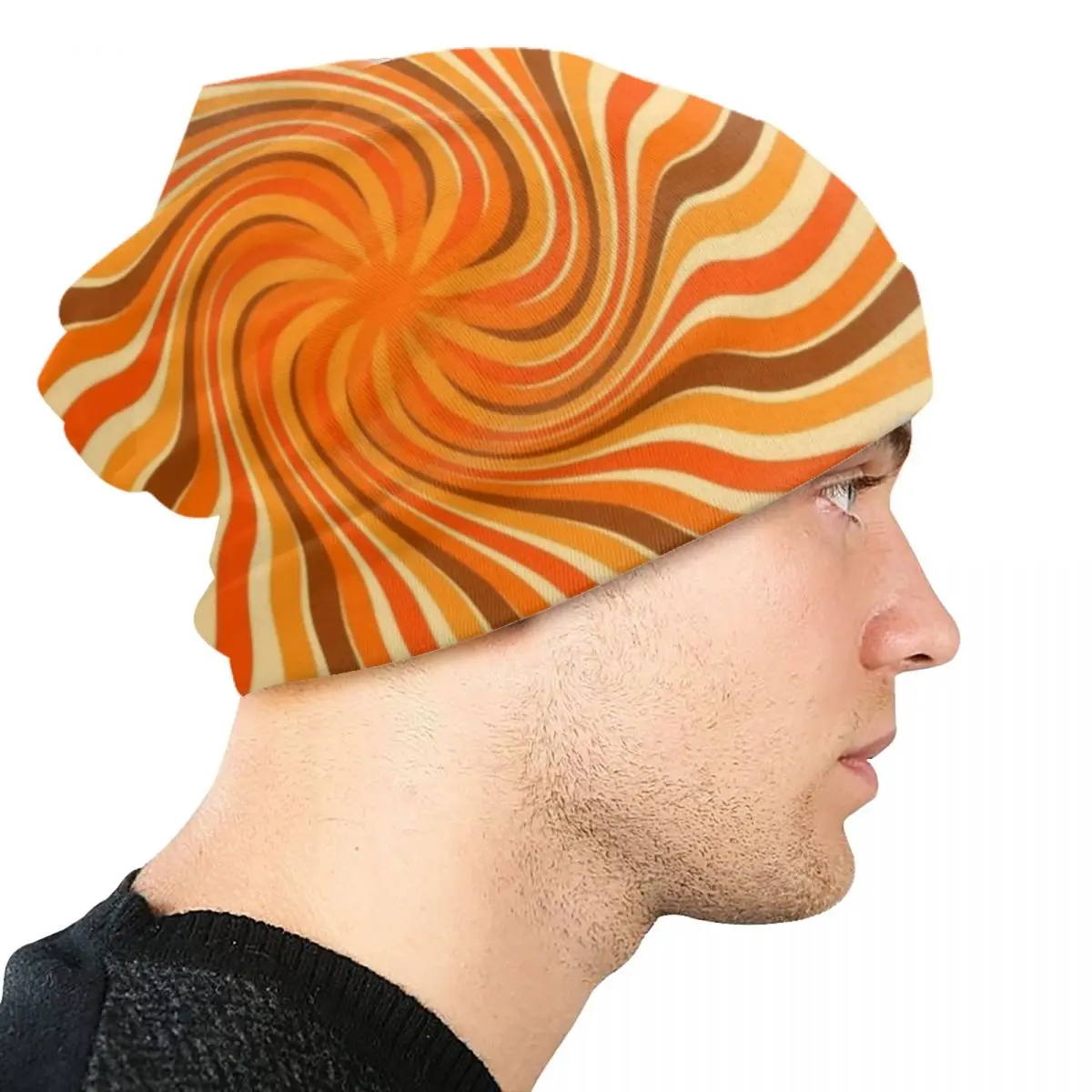 Retro Hippies Swirl Twist Skullies Beanies Caps Hip Hop Winter Warm Men Women Knitting Hat Unisex Abstract Geometric Bonnet Hats