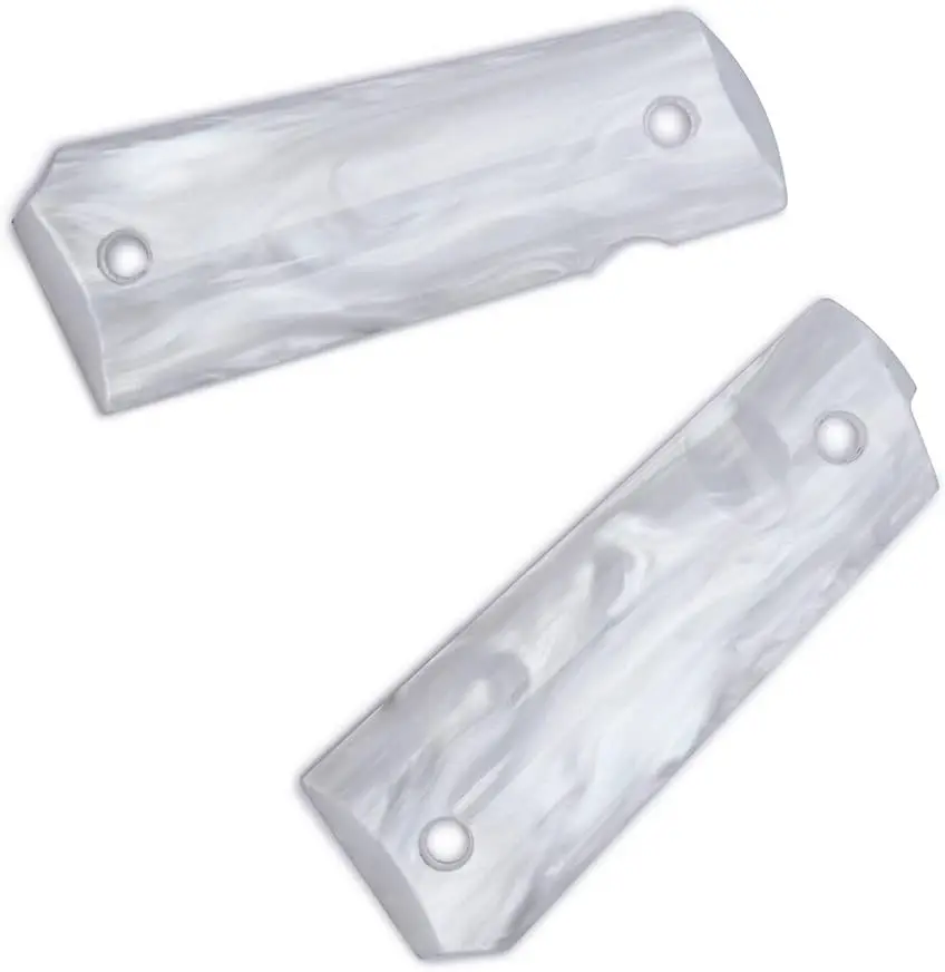 Guuun 1911 Grips High Polished Synthetic White Pearl & Ivory Pearl Resin Grips Acrylic resin Grips Panel