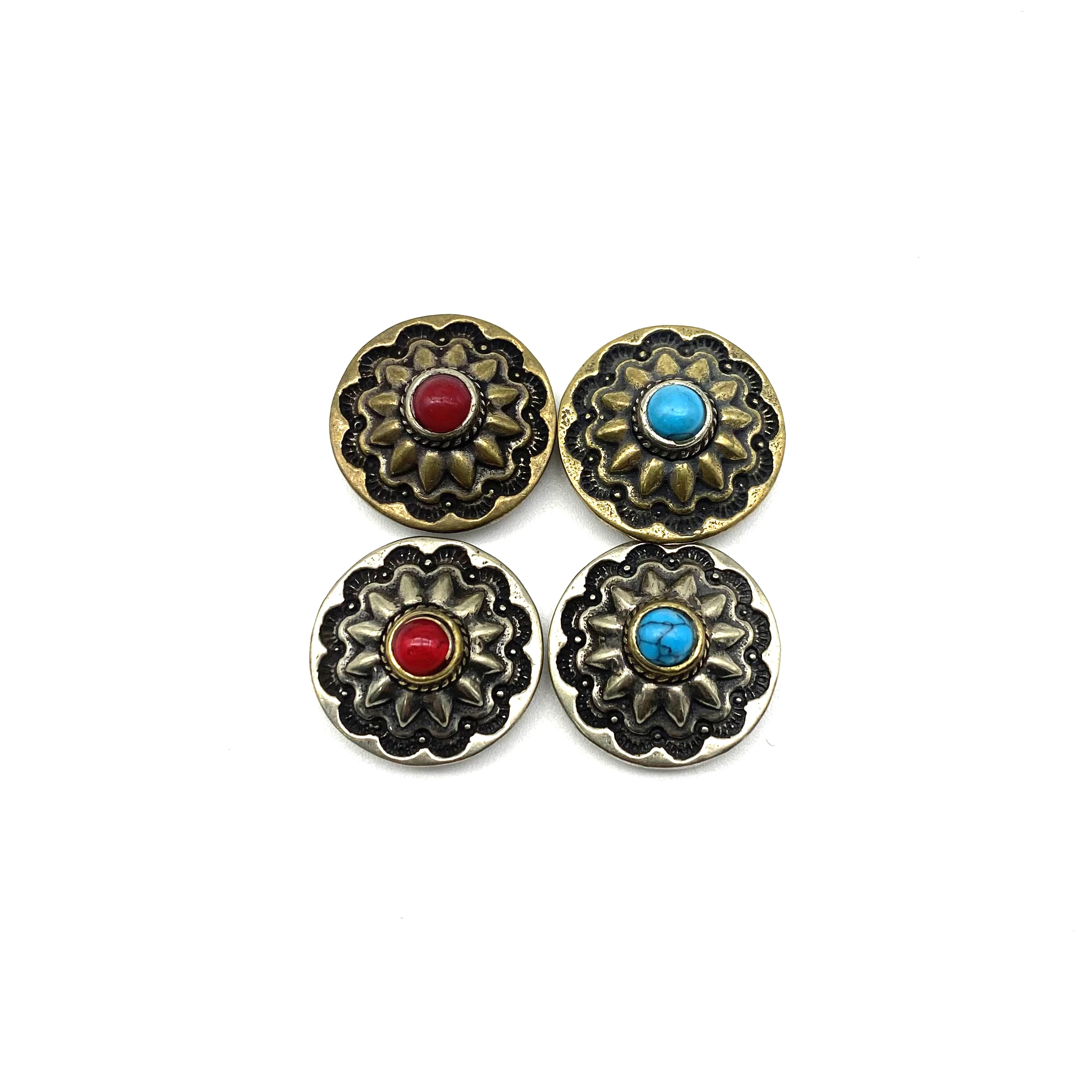 Baroque Style Turquoise Concho Rivets Screw Back Button For Leather Crafting Decoration