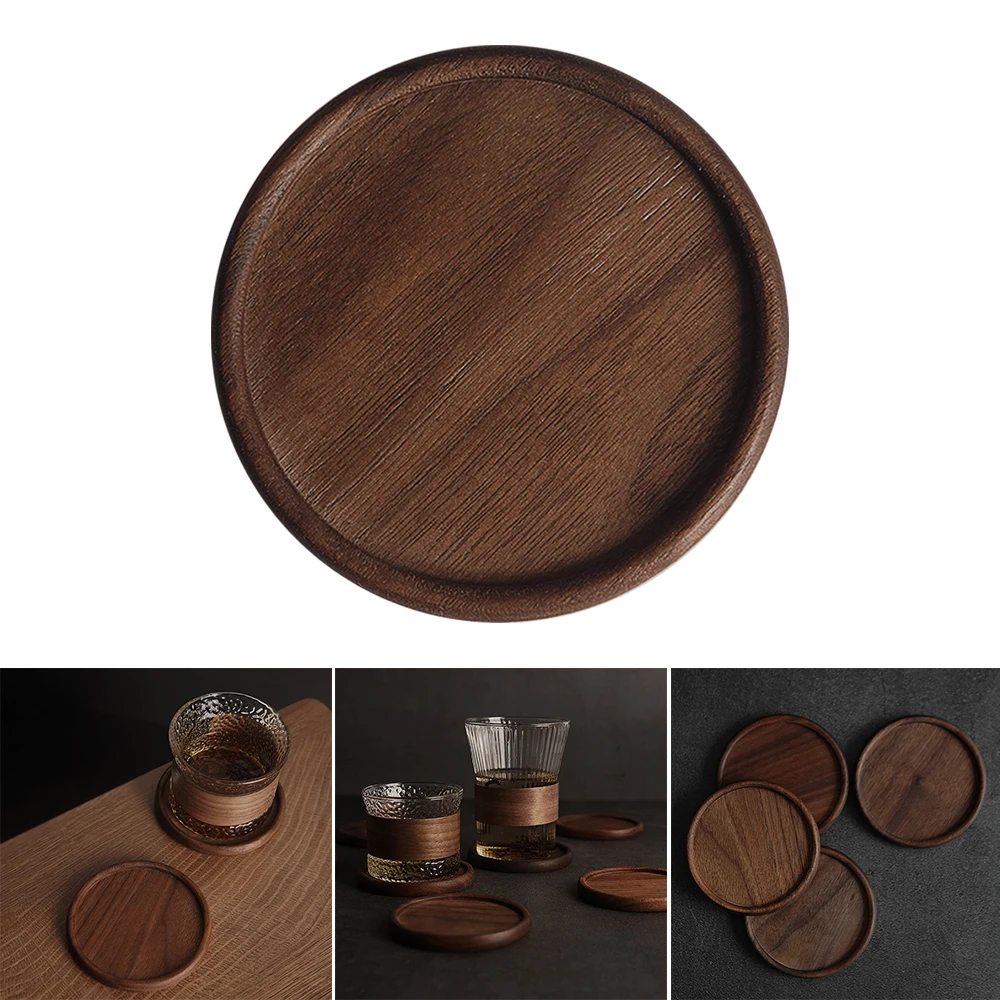 1PC Wood Coffee Cup Pad Round Solid Wood Tea Cup Pad Heat Resistant Coffee Mug Mat Durable Wood Drinking Cup Coaster Placemats