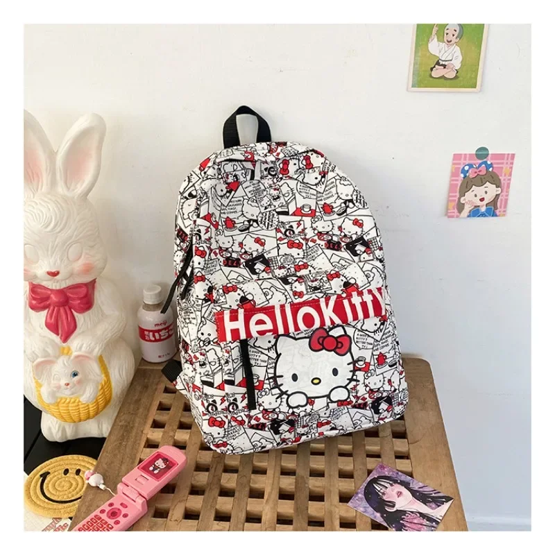 Hello Kitty High-value Schoolbag Large Capacity New Graffiti Versatile Campus Kawaii Student Outing Backpack Children's Gift