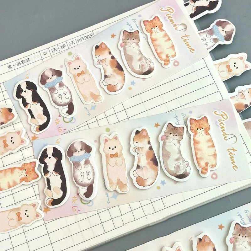 120 Sheets/set Cute Cat Dog Sticky Notes  Tabs Page Book Markers For Page Marking Message Classify File Flags Stickers