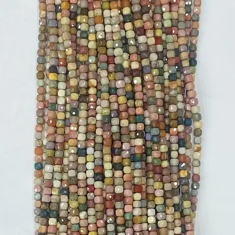 여성용 천연 색상 알라산 옥 면체 큐브 슈가 비즈, 쥬얼리 제작, DIY 팔찌 목걸이, 38cm 액세서리 도매