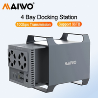 MAIWO 4 Bay Hard Drive Enclosure with USB-C & 10Gbps Speed Aluminium for 3.5” SATA HDDs with 2 Cooling Fans USB3.1 HDD Enclosure