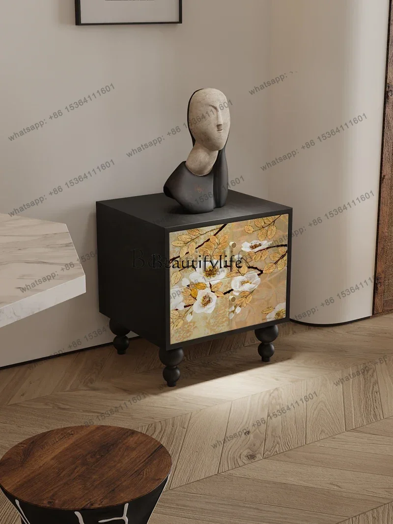 

X4 French retro solid wood bedside table multi-functional storage drawer cabinet