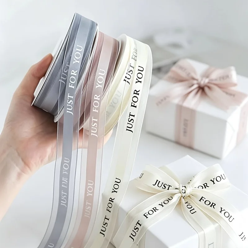 3 PCS Gentle Tricolor Gauze Ribbon, Ins Style Transparent Mesh DIY Bow Ribbon Printed Cake Gift Box Decoration Ribbon