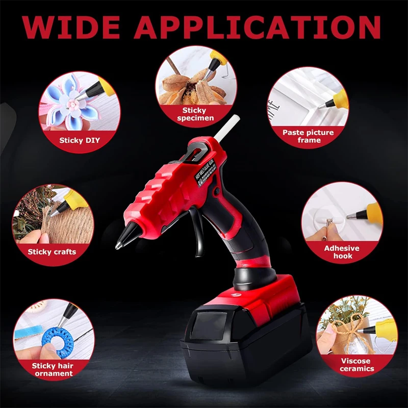 Cordless Hot Glue Gun for Milwaukee 18V Li-ion Battery use 7mm Glue Sticks Electric Heat Repair Tool Hands DIY Christmas Gifts