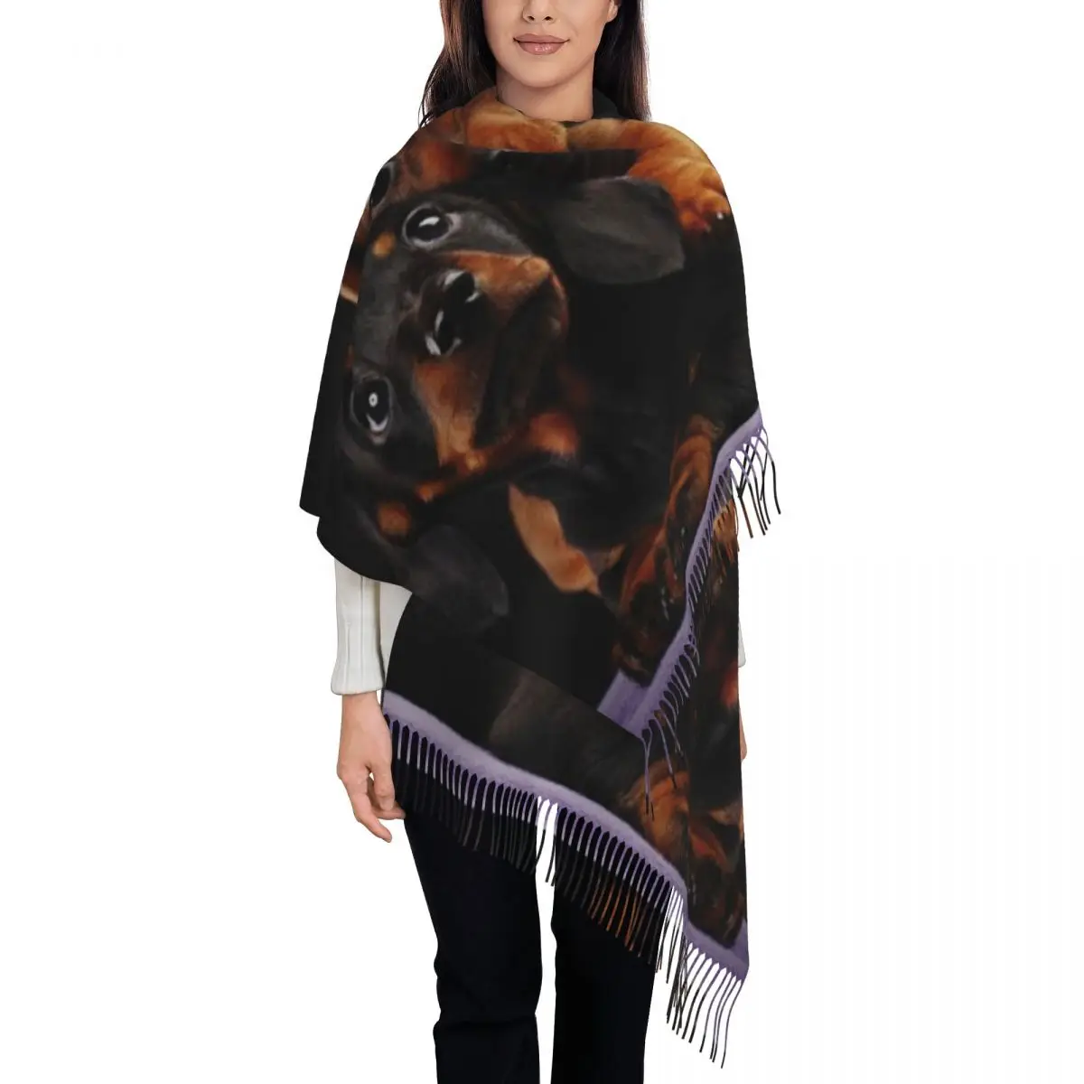 Custom Printed Cute Dachshund Dog Scarf Women Men Winter Warm Scarves Sausage Wiener Badger Shawls Wraps