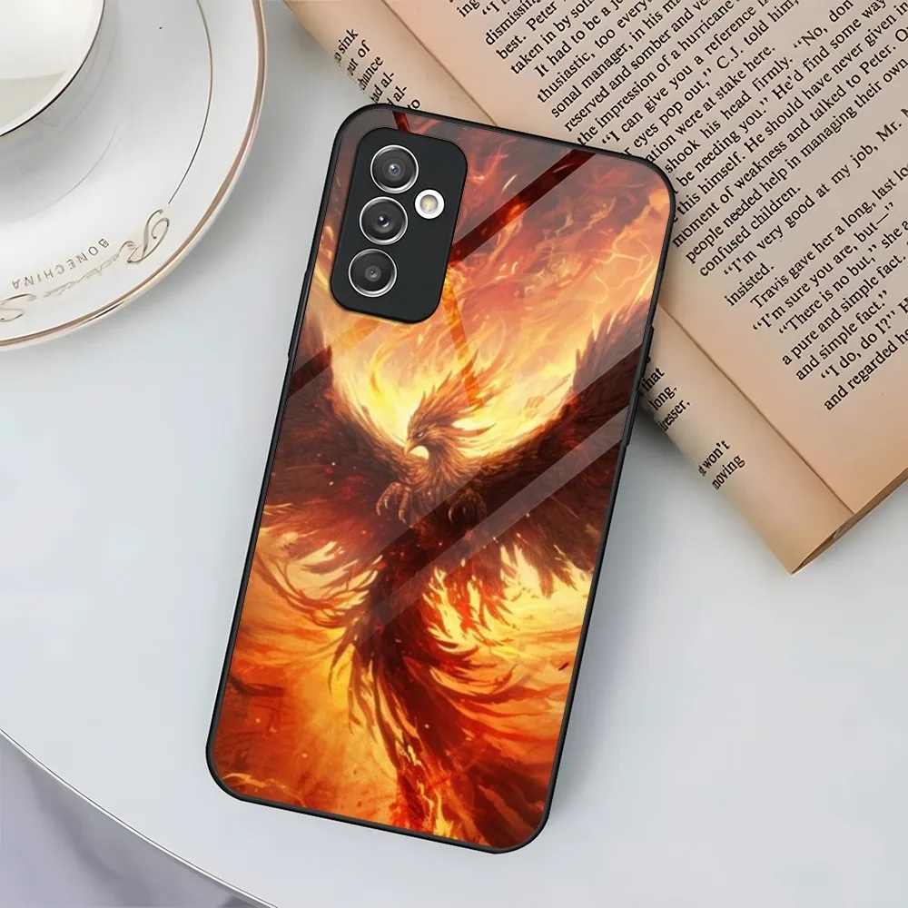 Mythical Beast Animal Phoenix Phone Case For Samsung S30 S23 S21 S20 Note 20 10 Pro Ultra Plus Glass Design Back Cover