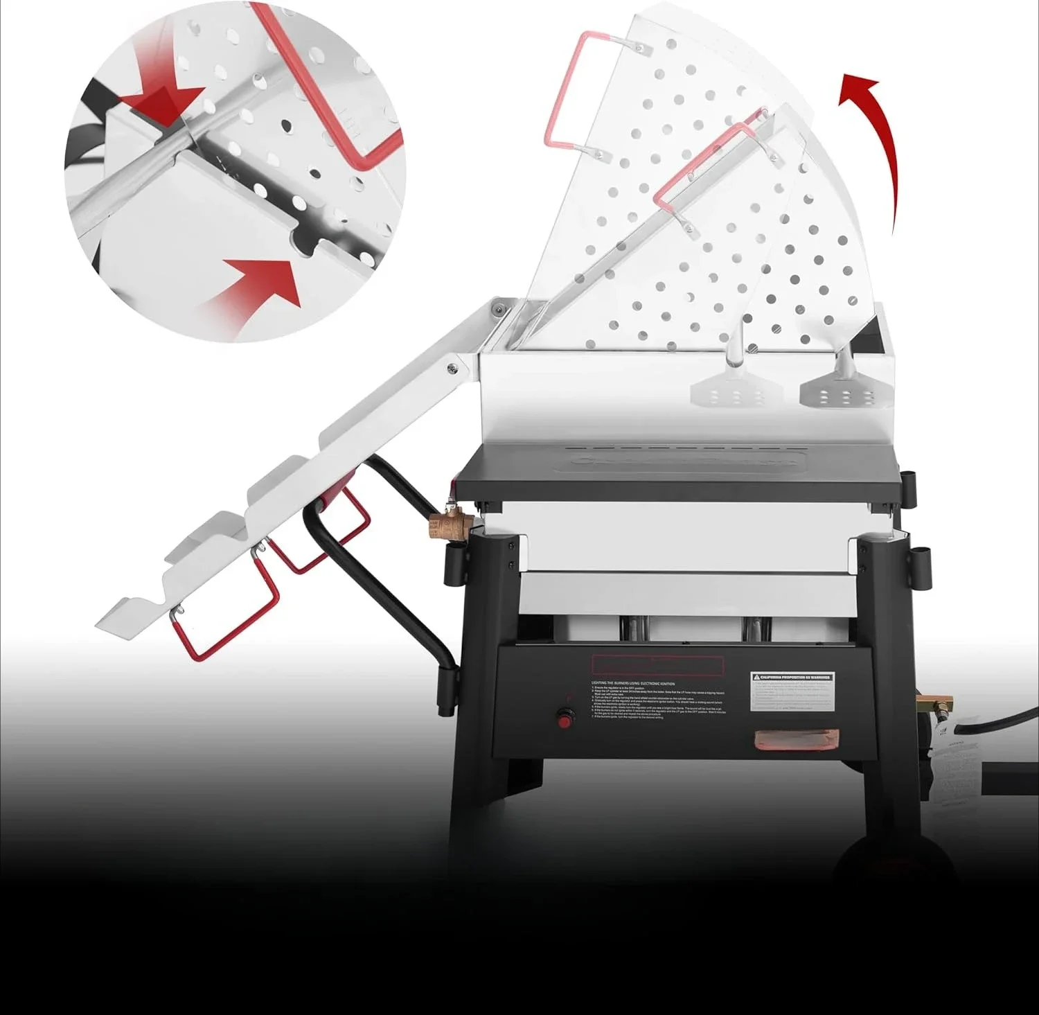 CFB3001 Building-Patio BenchesOutdoor Crawfish Boiler with Foldable Cylinder Bracket, Included Stir Paddle & Portable Wheels,