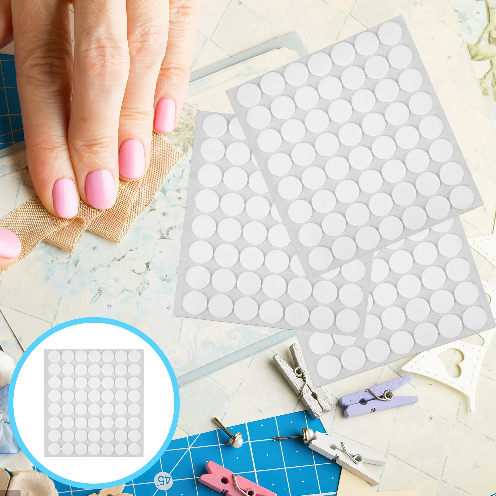 56pcs Double Sided Adhesive Tape For Diy Craft Wall Art Decoration Strong Fixing Stickers Seamless Clean Removal