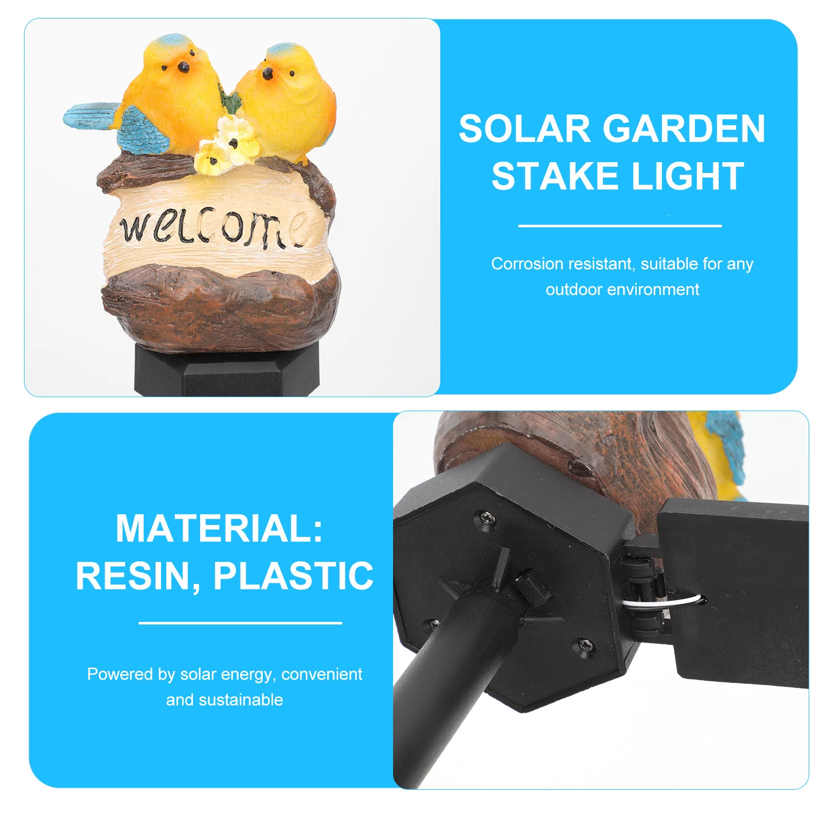 

Creative Solar Light Birds Stake Lawn Lights Outdoor Decorative for Garden Durable