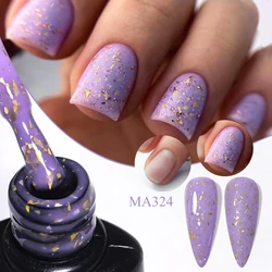MEET ACROSS 7ml Purple Gold Blue Foils Rubber Base Gel Glitter Construction Effect Soak Off UV Gel Varnish For Nails Manicure