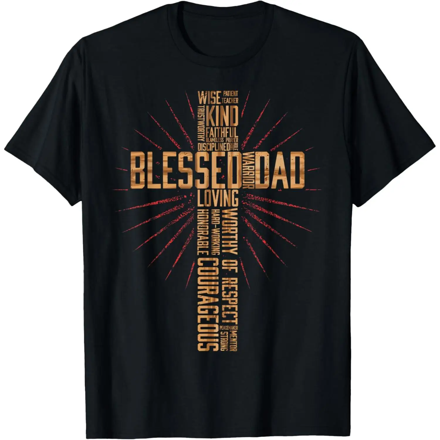 

Blessed Dad T-shirt with Cross Father's Day Gift Christian Religious Faith Tee for Men Inspirational Top