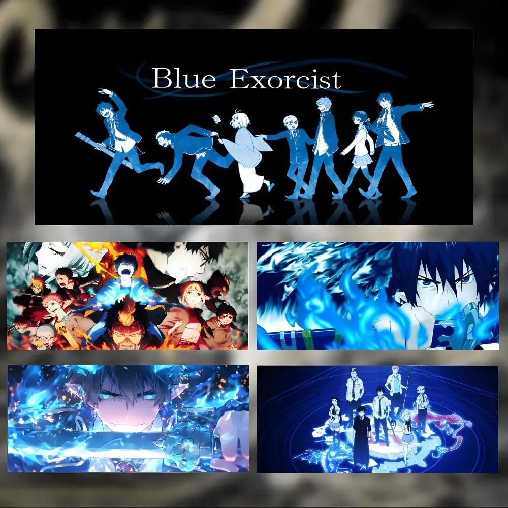 Alfombrilla de ratón anime fantasy B-Blue Exorcist, alfombrilla de escritorio grande y gruesa con bordes cosidos, alfombrilla de ratón para juegos para PC