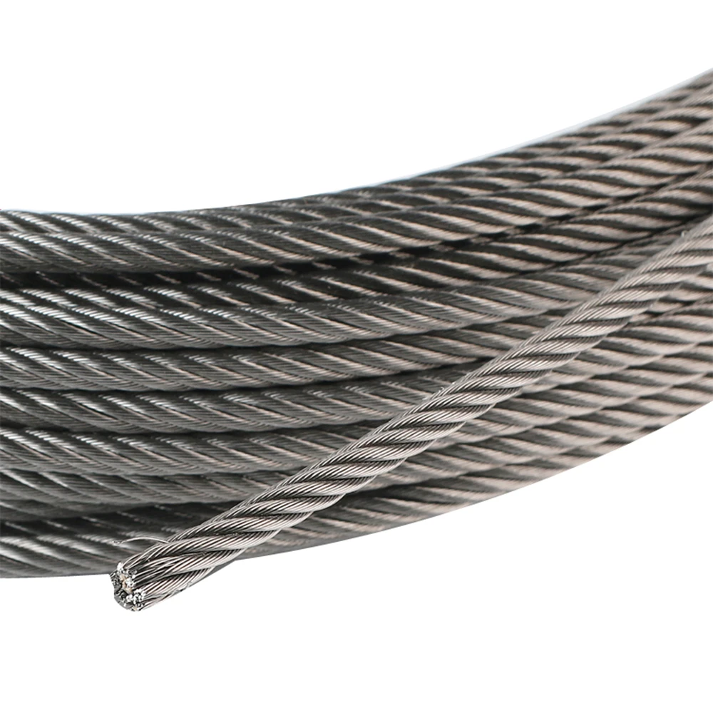 304 Stainless Steel Wire Rope Lifting Cable 5M 7X7 Structure 0.8mm,1mm 1.5mm 2.5mm 3mm Diameter DIY Wire Rope Metal Wires