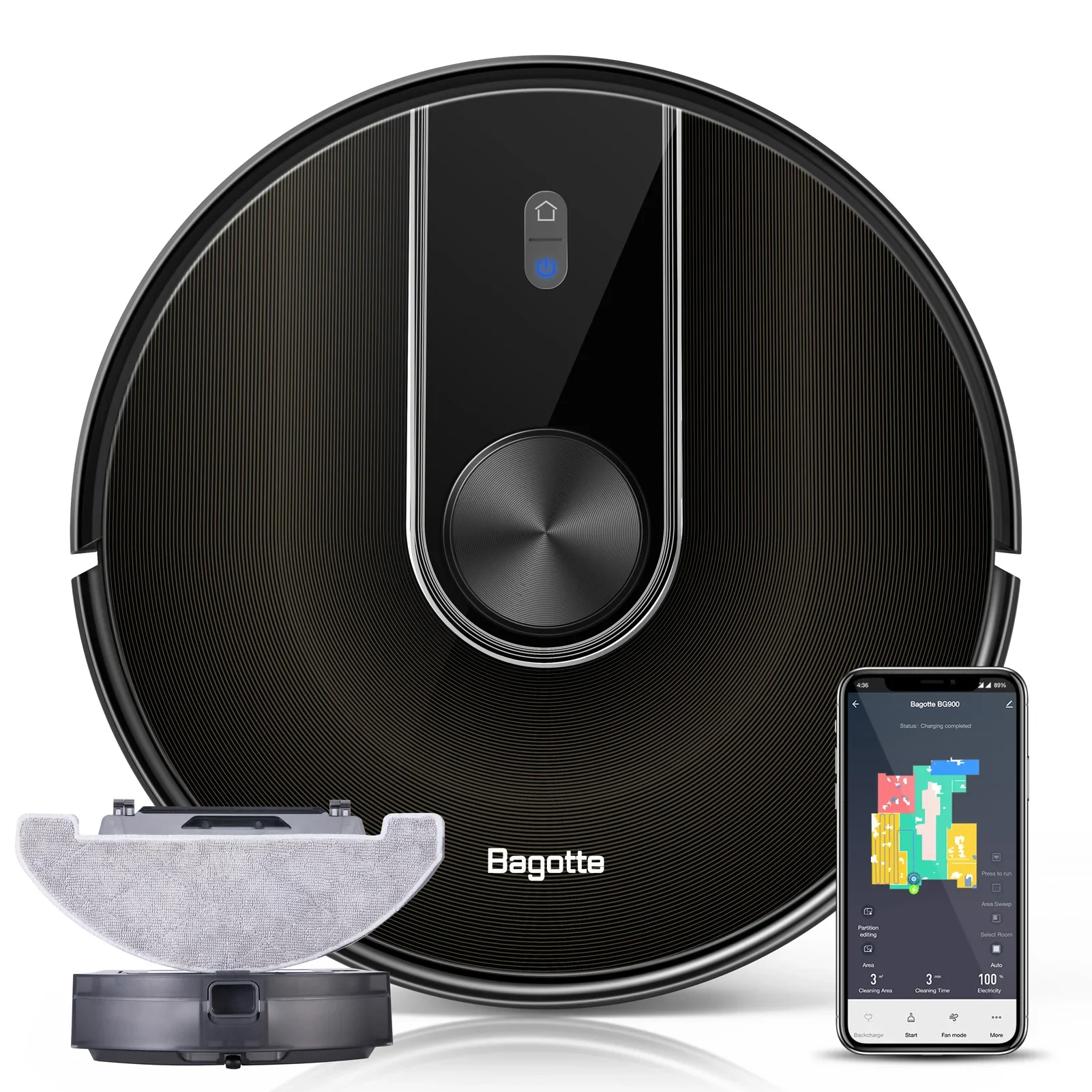 Bagotte LDS Navigation Laser Wet And Dry Robot Vacuum Cleaner APP Wireless Robo  