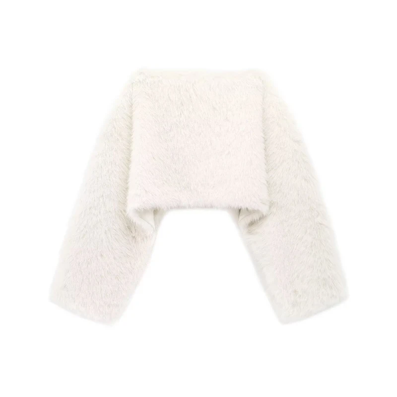 Guobioziy Ladies' 2026 Autumn-Winter Ultra-Short Faux Fur Jacket, Perfect for Photos, Cute and Flirty Style, Fluffy Long-Haired