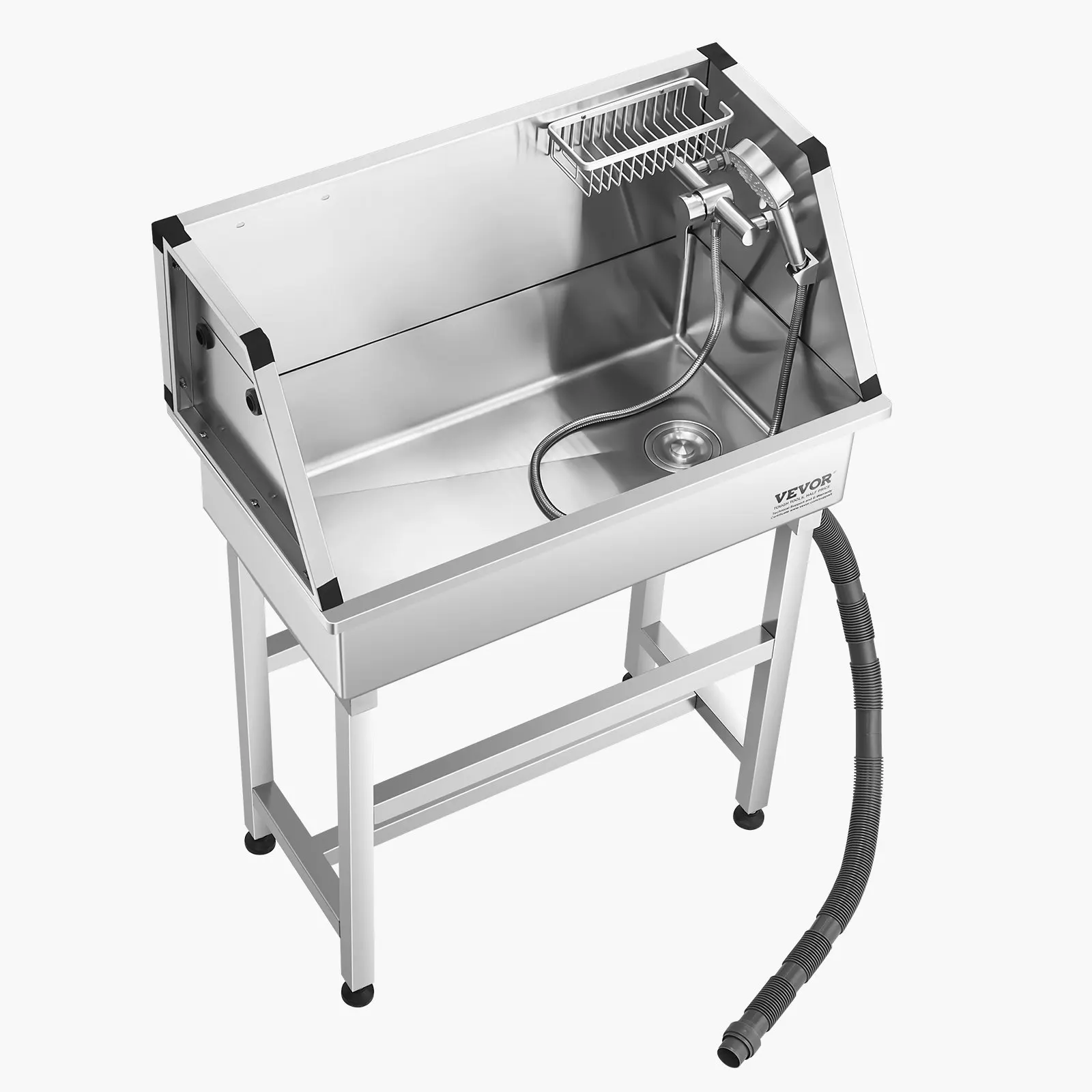 

34-дюймовая станция для мытья собак из нержавеющей стали, ванна для груминга с горячей и холодной водой, душевой насадкой, полкой для хранения, без необходимости наклоняться, все в одном