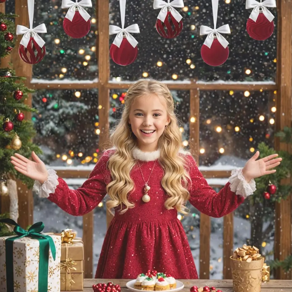 

9/12/30 Pcs/set Creative flannel Christmas Ball Set Hollow-out Red Xmas Ball 6/8cm Hanging Xmas Tree Hanging Xmas Tree