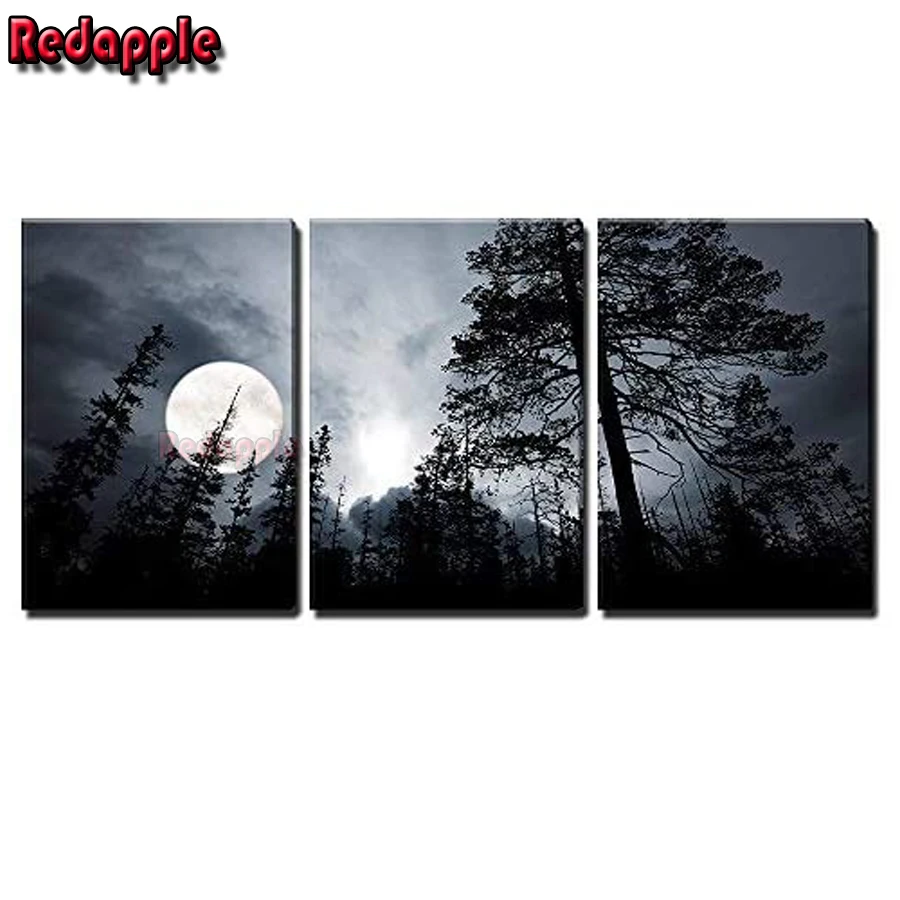 Full Moon in the Forest 5D Diamond Painting, Full Square and Round, Embroidery Sale, Cross Stitch, DIY Wall Decor