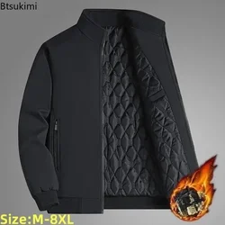 2025 herbst Winter Fleece Dicke Jacke Männer Warme Windjacke Pelz Kragen Mantel Jacke Männlich Marke Mode Winter Lamm Wolle Parka 8XL