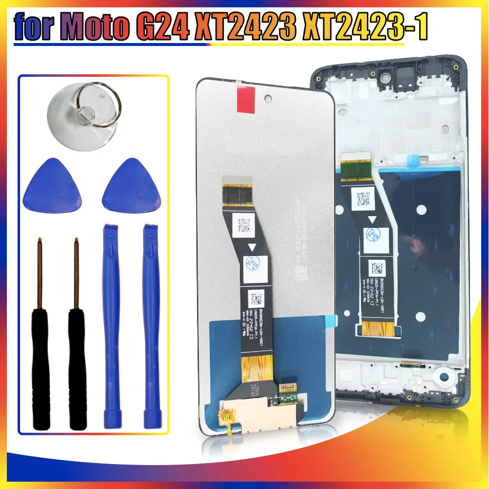100% Tested LCD for Motorola Moto G24 2024 XT2423 LCD Display Touch Screen Digitizer Assembly for Moto G24 XT2423 LCD With Frame