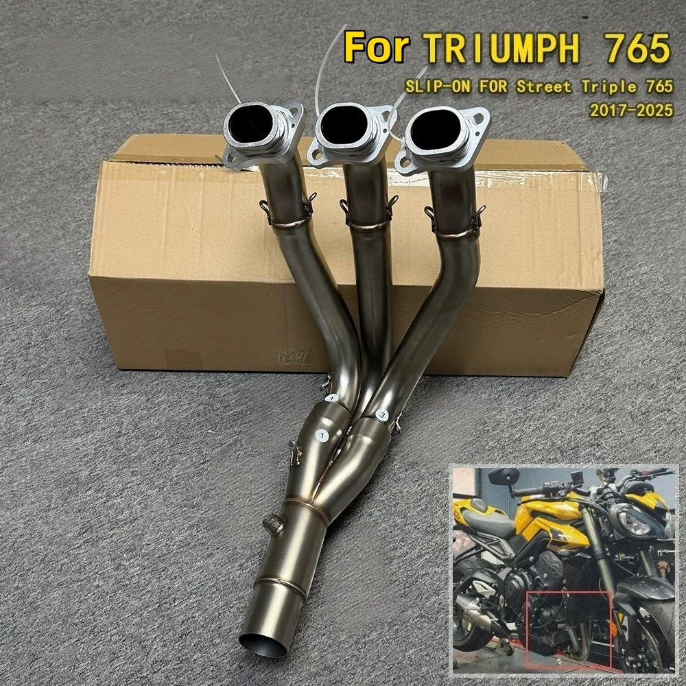 For Triumph Street Triple 765 FST 17-25 Stainless Steel Exhaust Header Original Diameter No Cutting Direct Mount Modified Parts