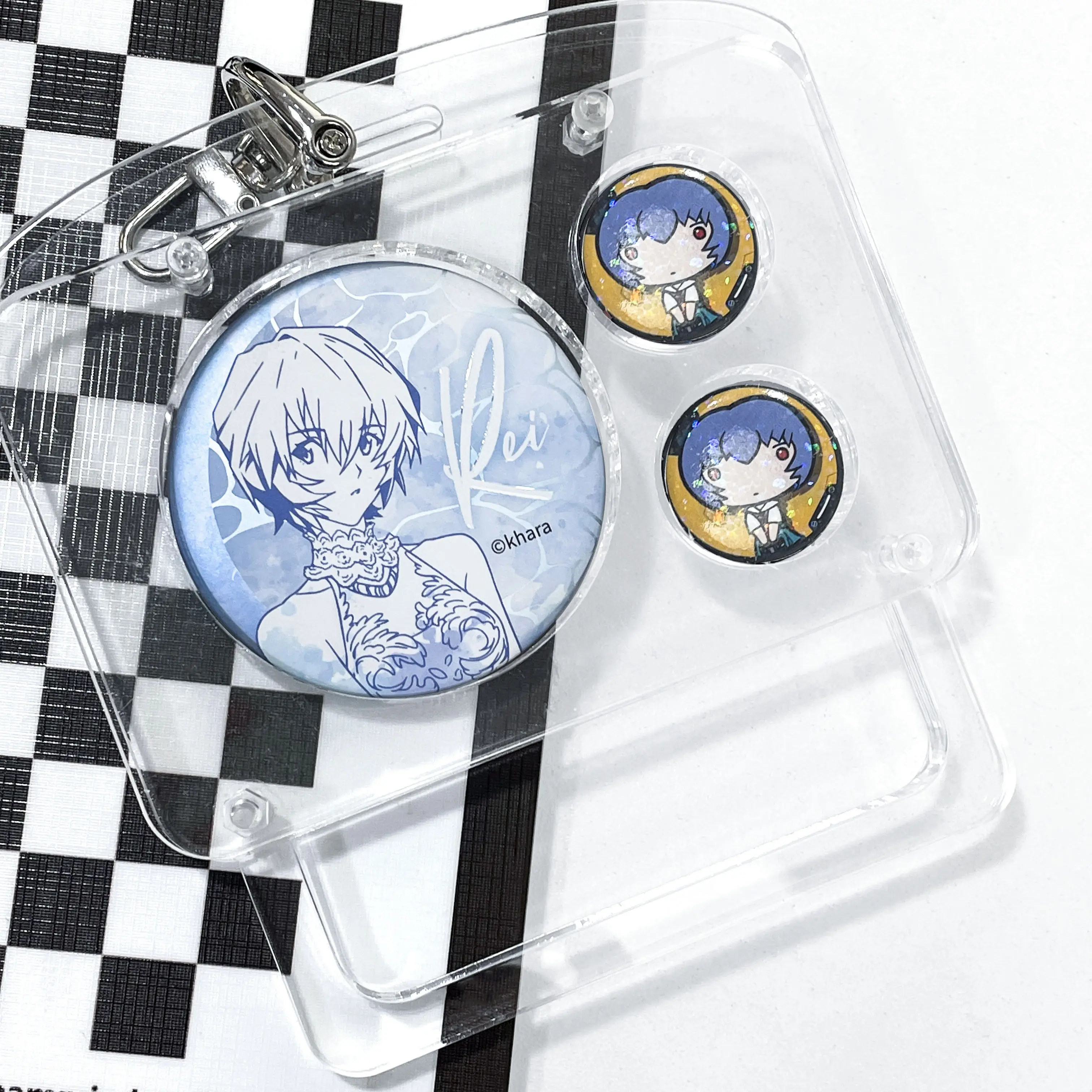 Bus Handrail Series Clear Acrylic Display Case, 3/3.5inch Photo & 25/58mm Badge Holder Cute Pendant, for Anime Kpop Merch Decor