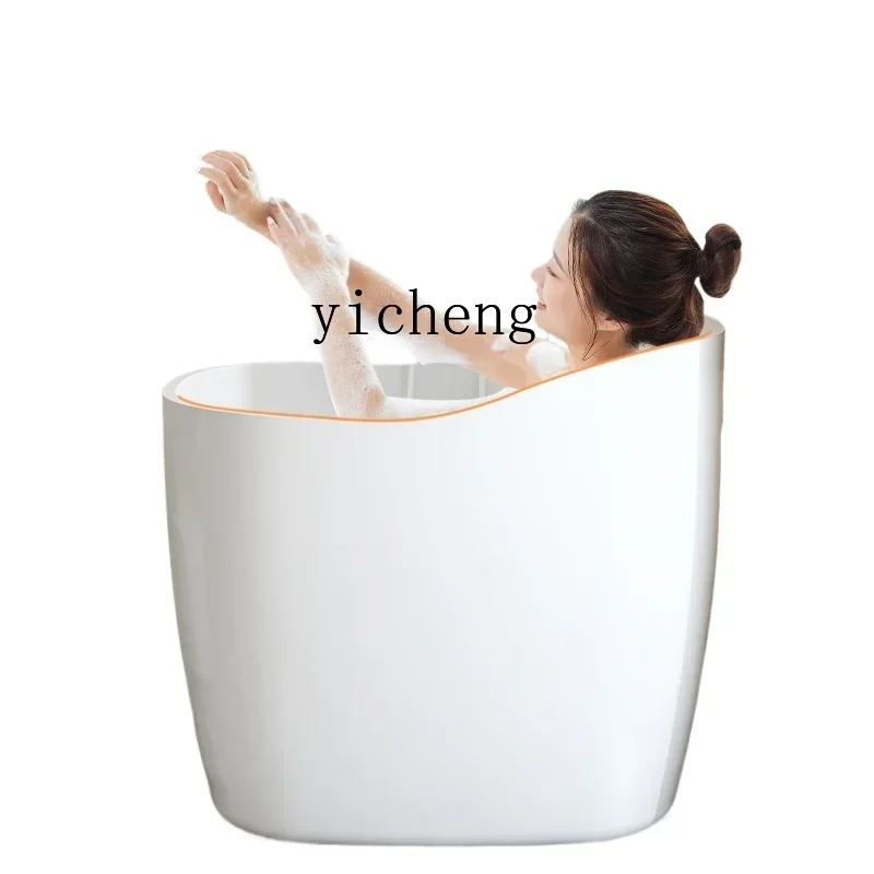 

Bathtub Household Adult Mini Deep Soak Small High Backrest Acrylic Bathtub