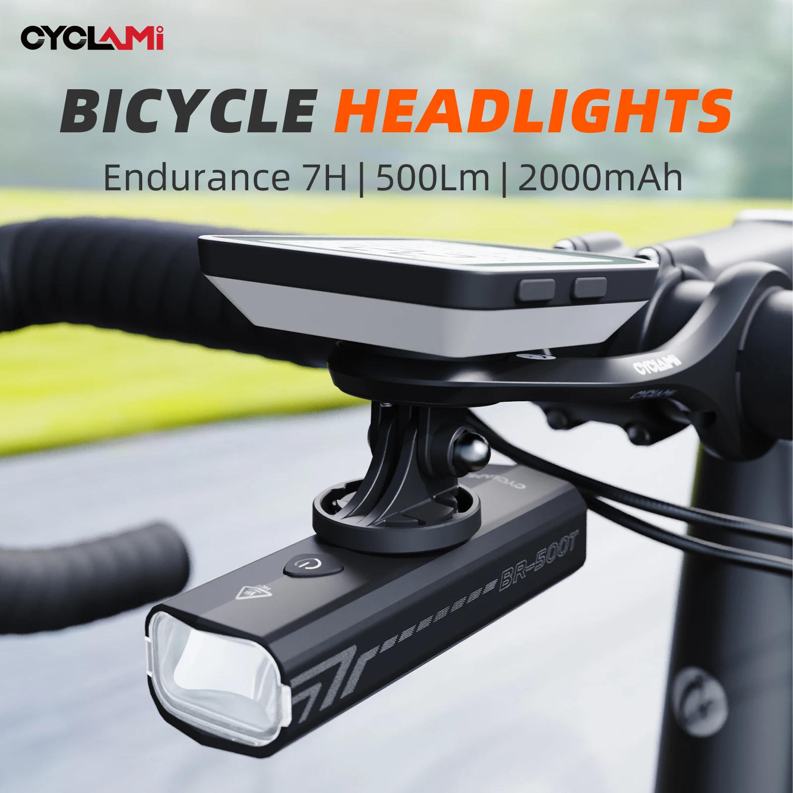 CYCLAMI Bicycle Front Light BR 500LM Bike Light 2000mAh Waterproof Headlights Flashlight Type-C Charging MTB Road Cycling Lamp