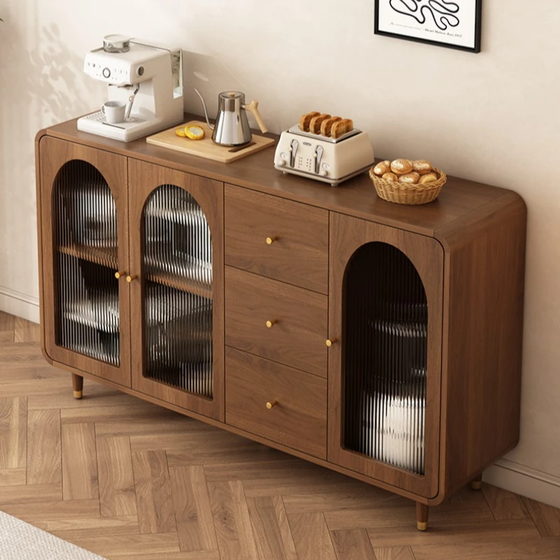 

Retro style mid-ancient cabinet integrated against wall household sideboard kitchen living room küche schrank Storage furniture