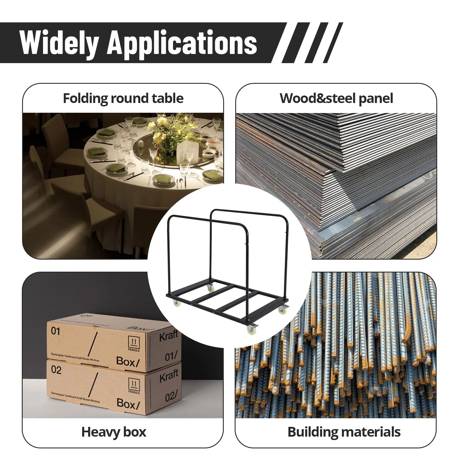 شاحنة لوحة فولاذية 1500 رطل عربة دوللي مع عجلات دوارة 10 سعة طاولة عربة صفائح الحوائط الجافة الثقيلة للمنزل المرآب #6