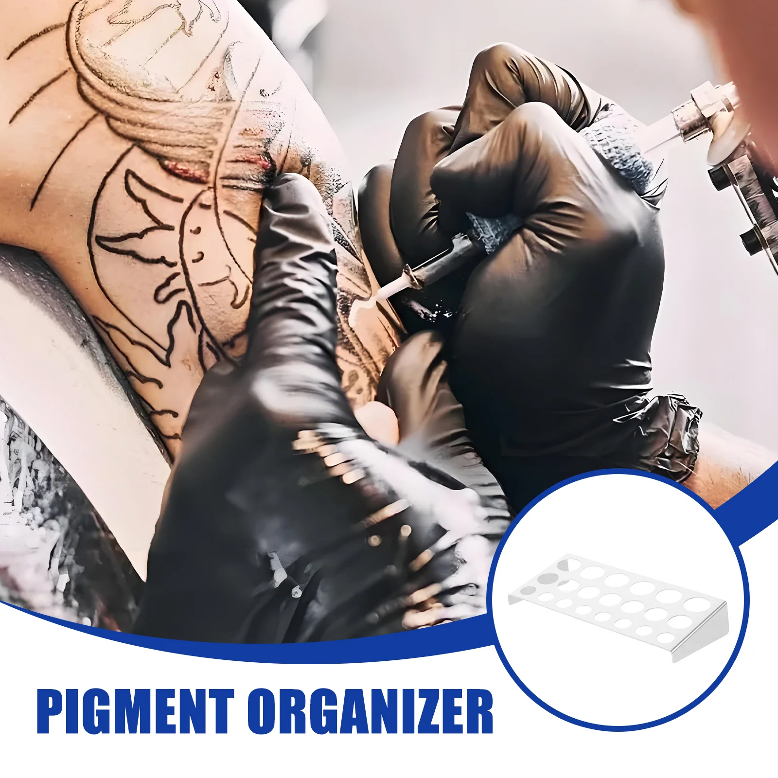 رف صبغات الوشم بفتحة من الفولاذ المقاوم للصدأ، حامل أكواب متين، أدوات ومستلزمات متجر الوشم #4