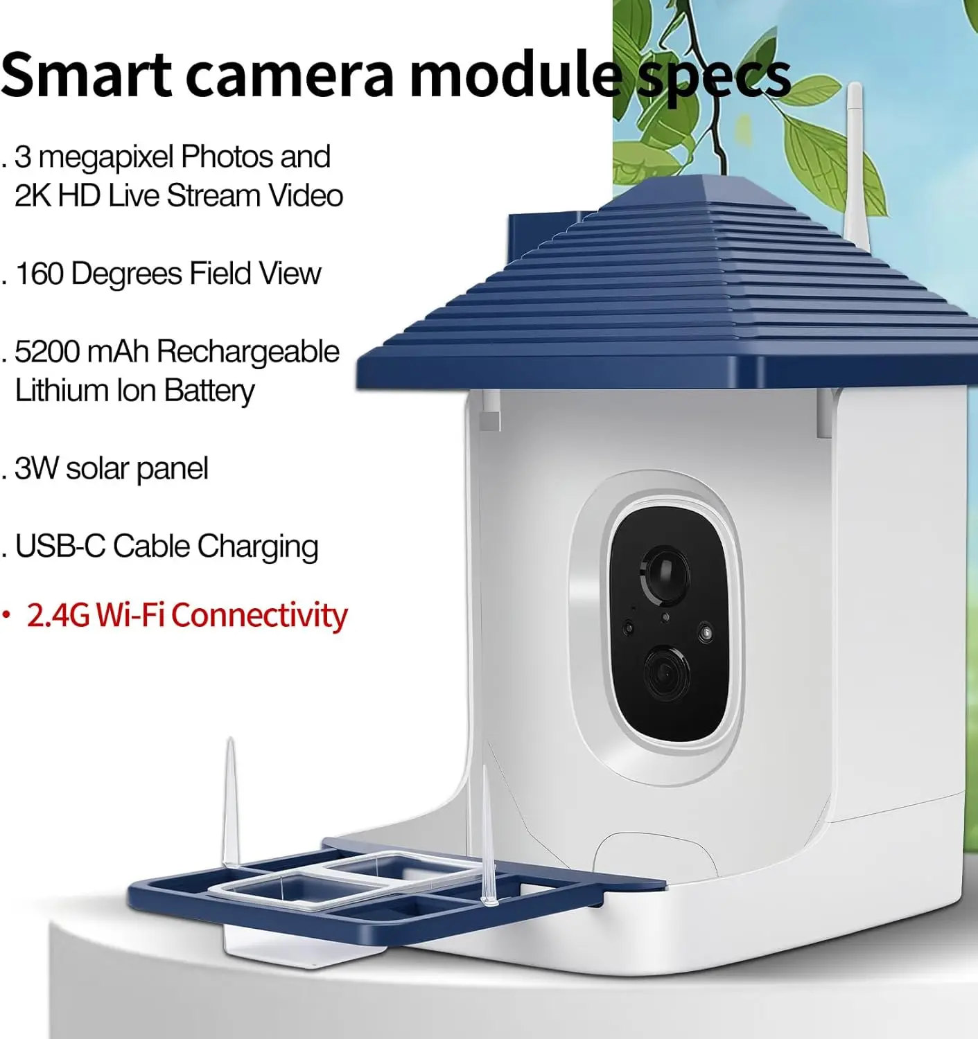 وحدة تغذية الطيور الذكية مع كاميرا، أنواع تحديد الذكاء الاصطناعي، بيت الطيور بالطاقة الشمسية، تنبيهات الوصول الفوري، مبيعات المصنع مباشرة #1