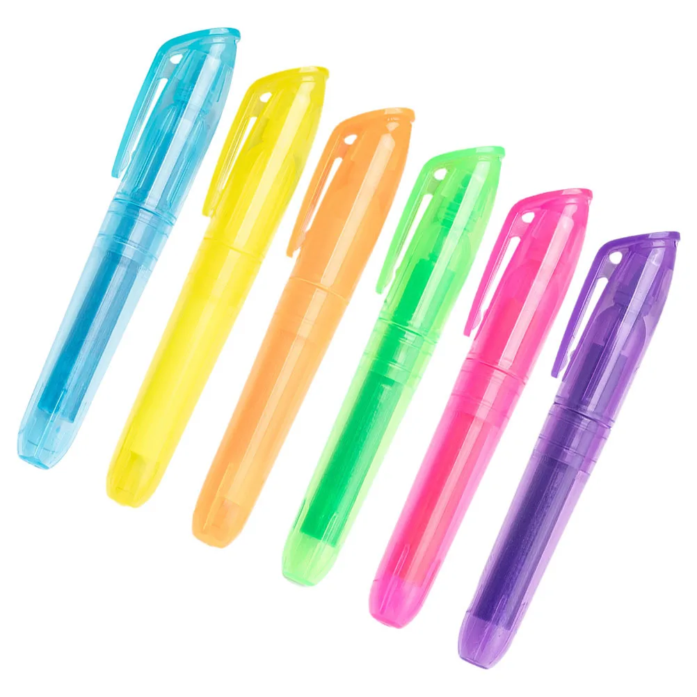 

6pcs Colorful Highlighter Pens Compact Student Book Marker For School Work Portable Marking Pen Fluorescent Ink Daily Supplies