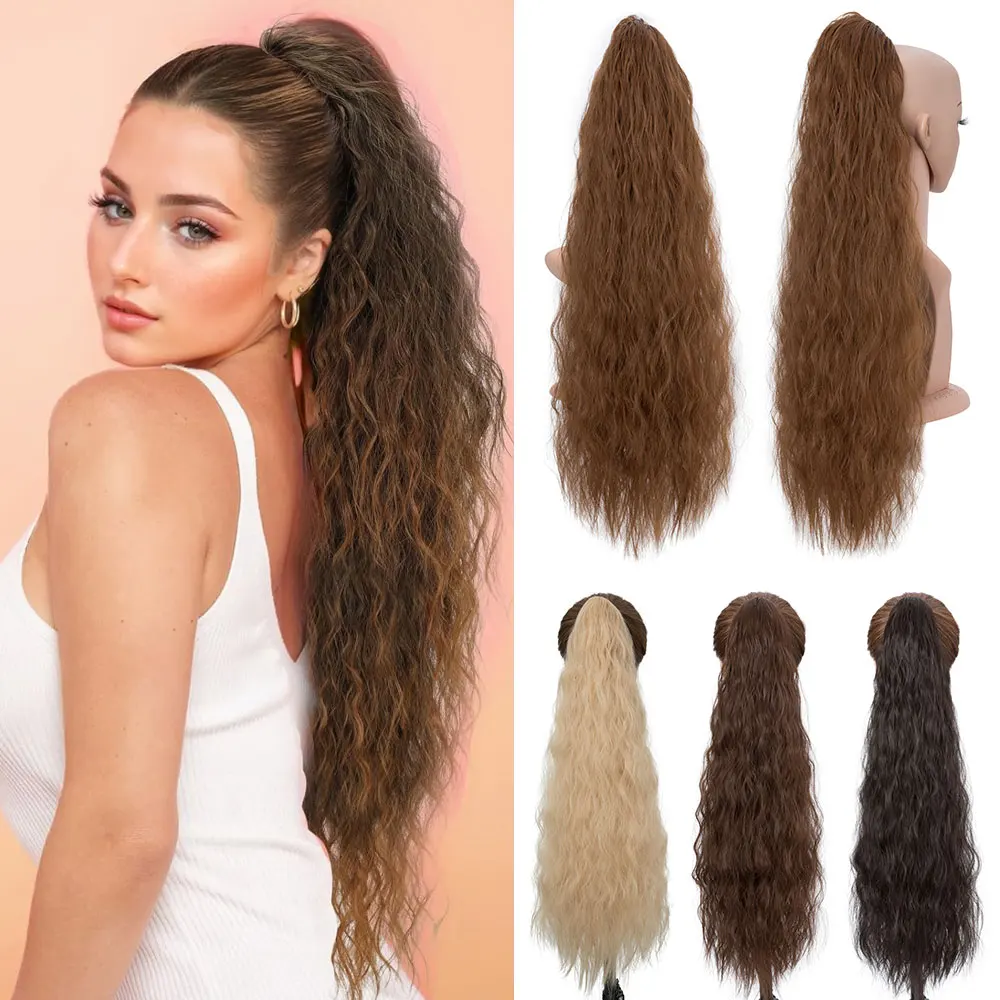 

S-noilite Synthetic Natural Wavy Drawstring Ponytail Long 32inch Ponytails For Women Clip in Hair Extensions For Daily Cosplay