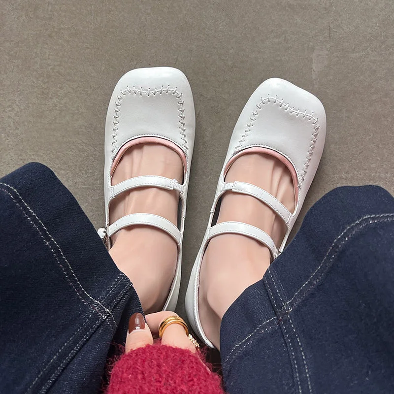 

Flat Mary Jane Shoes Women Real Leather Shoes For Casual Low Heels Shoes Classic Flats Shoes Spring Office Lady Footwear FE13