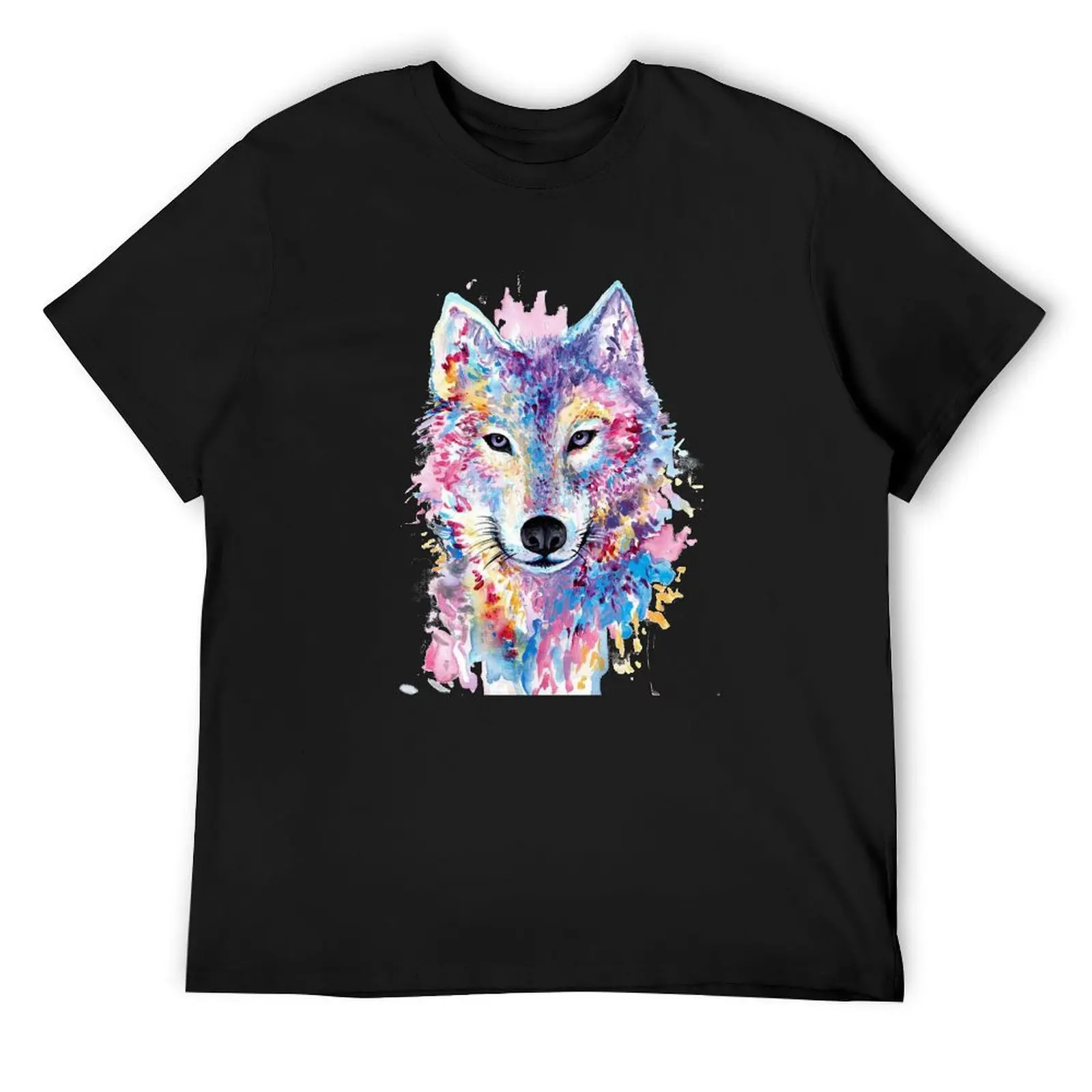 colourful wolf canvas T-Shirt Aesthetic clothing quick-drying tee shirts for men