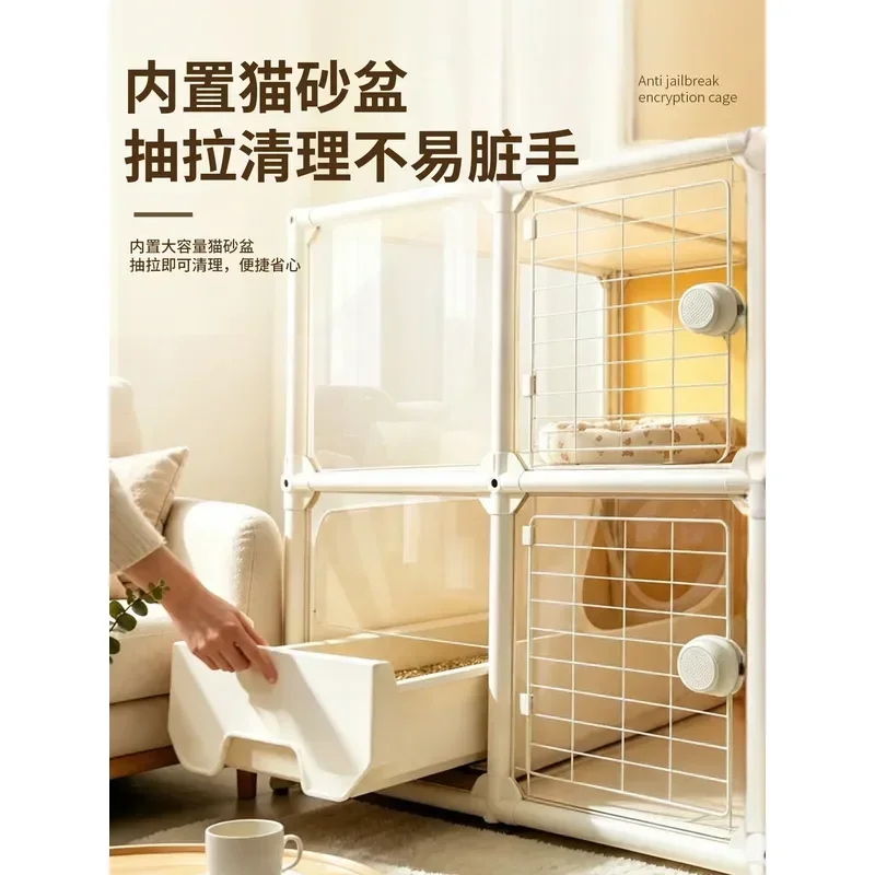 for Cat Cage Household Indoor Bold Reinforcement Large Free Space with Toilet Integrated Villa One Room One Living Room One