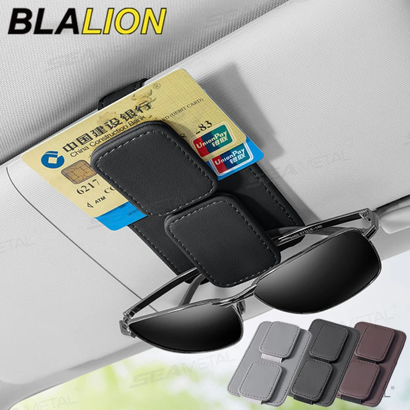 BLALION Magnetic Dual-Clip Glasses Holder for Car Sun Visor Eyeglass Hanger Clip Card Ticket Holder Universal Car Accessories