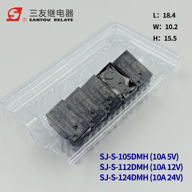 5Pcs SANYOU relay SJ-S- 105DMH SJ-S-112DMH SJ-S-124DMH 10A 4PIN Normally open Replaceable JZC HF32F-G 5V 12V 24V power relay