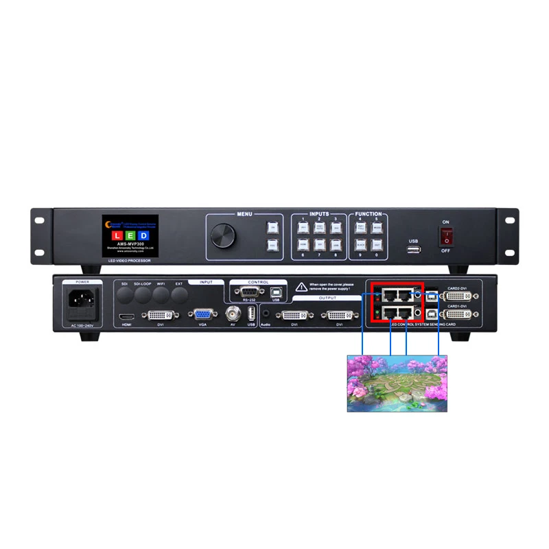 Podiumevenementen 2K LED-videoprocessor MVP300 met 2 STKS verzendkaart MSD300 Nova Star 4 Ethernet-poort voor led-cabine voor DJ