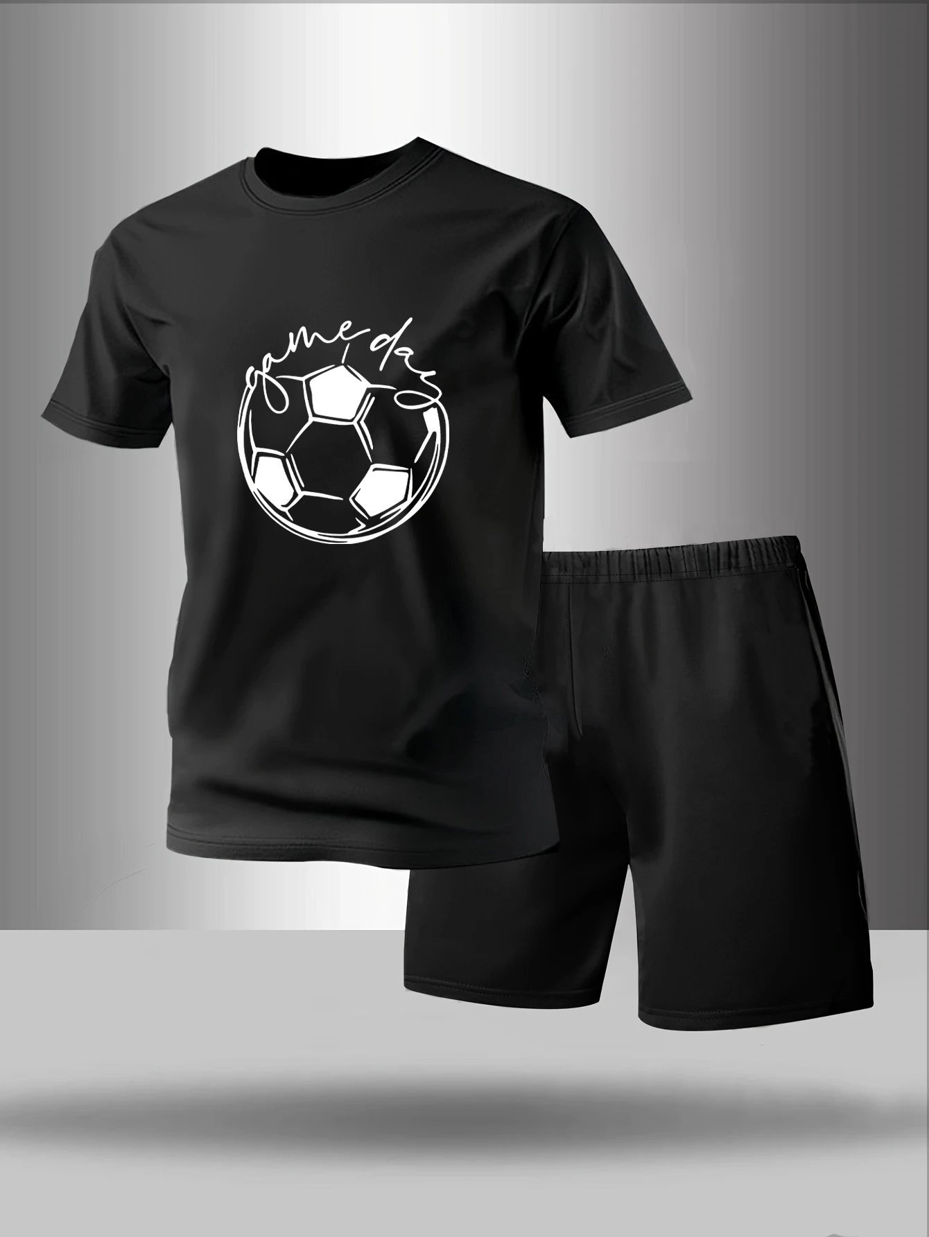 

Two piece men's pajamas for spring summer autumn winter short sleeved shorts fashionable geometric pattern home suit set