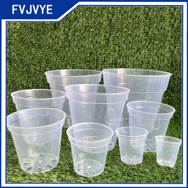 7/10/12cm Transparent Hard Plastic Flower Pot Thickened Orchid Pot Succulent Rose Pot Root Observation And Maintenance