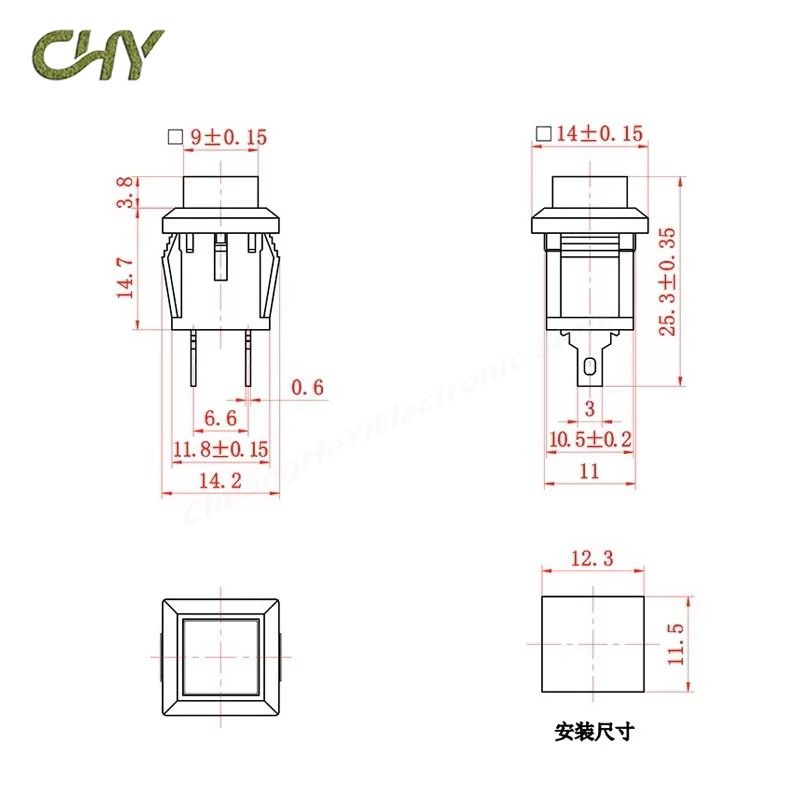 5Pcs/Lot Factory Direct Sales DS-430/431 PBS-15C square reset button Press on Press the break point to move the lockless switch
