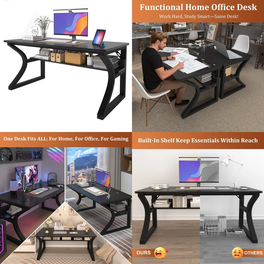 Scrivanie per computer Scrivania per computer extra larga da 47 pollici per giochi, studi e lavorare Stazione di scrittura perfetta per laptop con ampio spazio